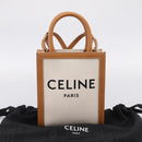 CELINE Mini Vertical Cabas Hand Bag Canvas 2way White Gold Auth BA15762M-12