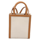 CELINE Mini Vertical Cabas Hand Bag Canvas 2way White Gold Auth BA15762M-2