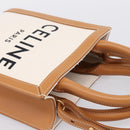 CELINE Mini Vertical Cabas Hand Bag Canvas 2way White Gold Auth BA15762M-6