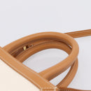 CELINE Mini Vertical Cabas Hand Bag Canvas 2way White Gold Auth BA15762M-14