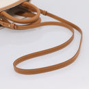 CELINE Mini Vertical Cabas Hand Bag Canvas 2way White Gold Auth BA15762M-8