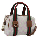 GUCCI GG Canvas Web Sherry Line Hand Bag 2way Green Gold 856055 Auth BA15763M-1