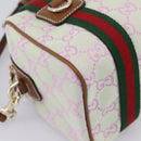 GUCCI GG Canvas Web Sherry Line Hand Bag 2way Green Gold 856055 Auth BA15763M-16