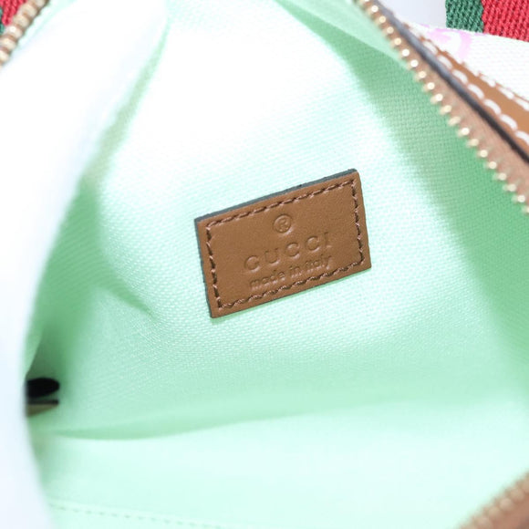 GUCCI GG Canvas Web Sherry Line Hand Bag 2way Green Gold 856055 Auth BA15763M
