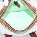 GUCCI GG Canvas Web Sherry Line Hand Bag 2way Green Gold 856055 Auth BA15763M-11