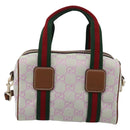 GUCCI GG Canvas Web Sherry Line Hand Bag 2way Green Gold 856055 Auth BA15763M-2