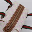 GUCCI GG Canvas Web Sherry Line Hand Bag 2way Green Gold 856055 Auth BA15763M-6