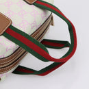 GUCCI GG Canvas Web Sherry Line Hand Bag 2way Green Gold 856055 Auth BA15763M-7