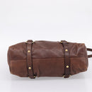 Miu Miu Hand Bag Leather 2way Brown Gold Auth BA15765V-11