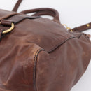 Miu Miu Hand Bag Leather 2way Brown Gold Auth BA15765V-12