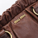 Miu Miu Hand Bag Leather 2way Brown Gold Auth BA15765V-16