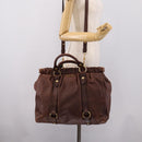 Miu Miu Hand Bag Leather 2way Brown Gold Auth BA15765V-25