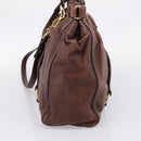 Miu Miu Hand Bag Leather 2way Brown Gold Auth BA15765V-5