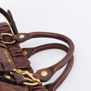 Miu Miu Hand Bag Leather 2way Brown Gold Auth BA15765V-8