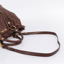 Miu Miu Hand Bag Leather 2way Brown Gold Auth BA15765V-9
