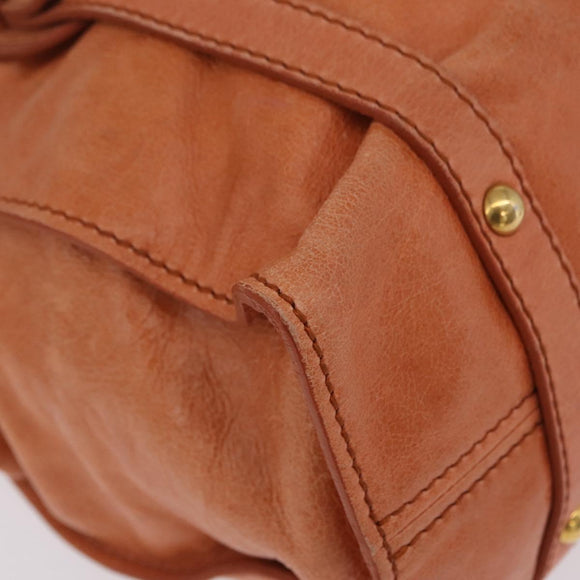 Miu Miu Shoulder Bag Leather Orange Gold Auth BA15766V