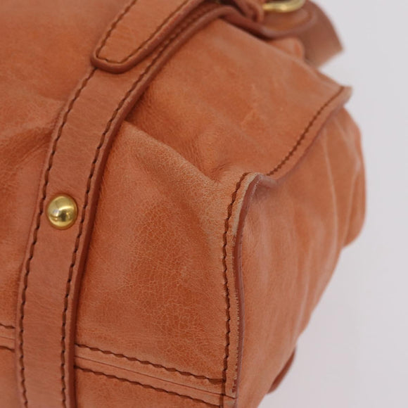 Miu Miu Shoulder Bag Leather Orange Gold Auth BA15766V