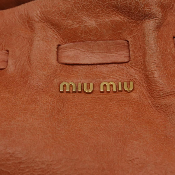 Miu Miu Shoulder Bag Leather Orange Gold Auth BA15766V