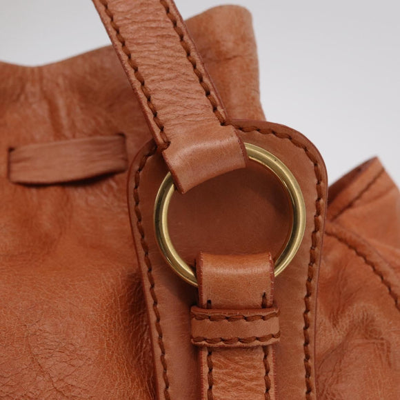 Miu Miu Shoulder Bag Leather Orange Gold Auth BA15766V