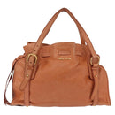 Miu Miu Shoulder Bag Leather Orange Gold Auth BA15766V-2
