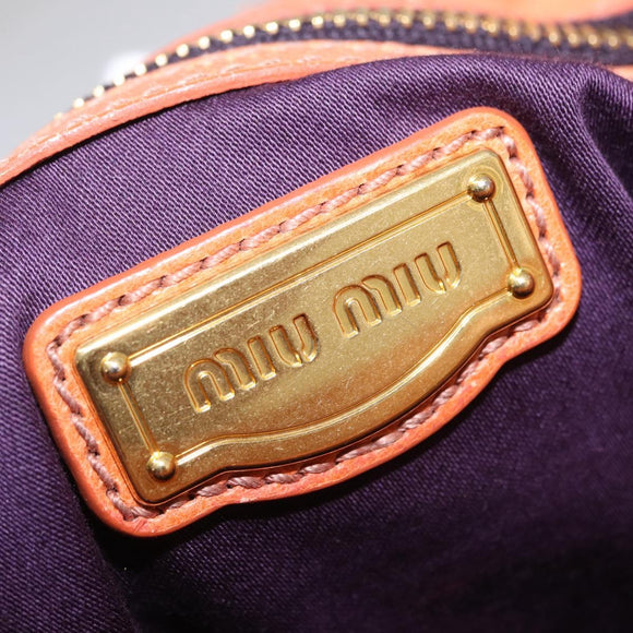 Miu Miu Shoulder Bag Leather Orange Gold Auth BA15766V