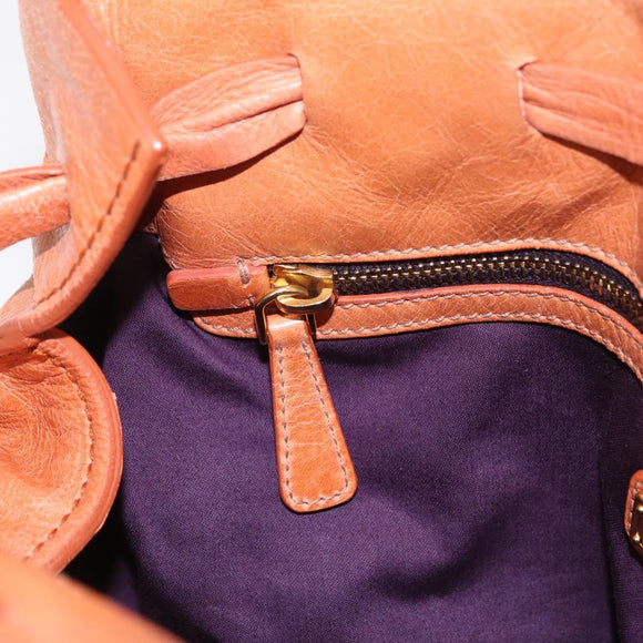Miu Miu Shoulder Bag Leather Orange Gold Auth BA15766V