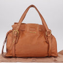 Miu Miu Shoulder Bag Leather Orange Gold Auth BA15766V-28