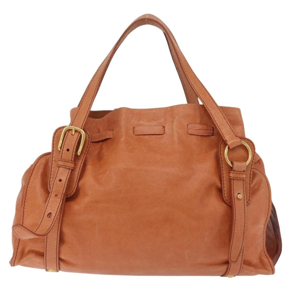 Miu Miu Shoulder Bag Leather Orange Gold Auth BA15766V