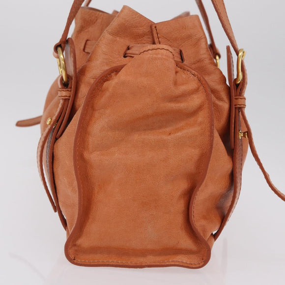 Miu Miu Shoulder Bag Leather Orange Gold Auth BA15766V