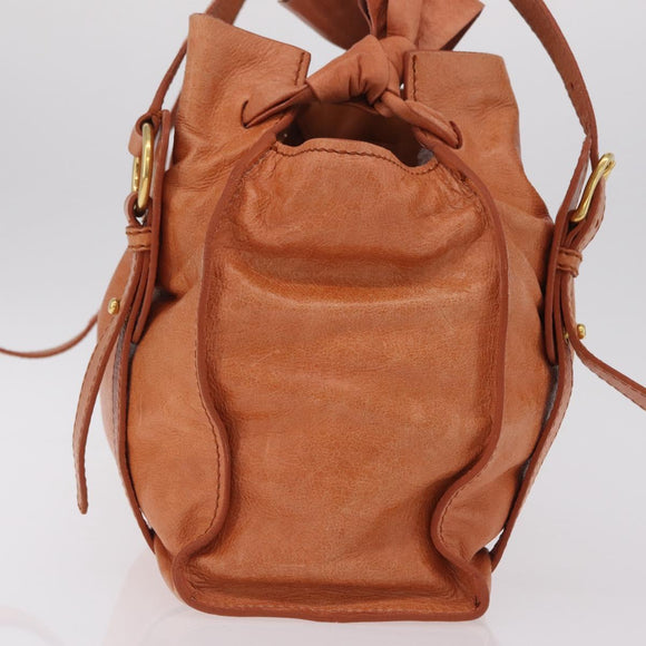 Miu Miu Shoulder Bag Leather Orange Gold Auth BA15766V
