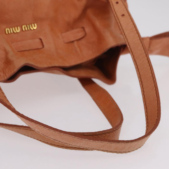 Miu Miu Shoulder Bag Leather Orange Gold Auth BA15766V