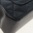 CHANEL Matelasse Chain Shoulder Bag Satin Black Gold CC Auth BA15768SAM-17