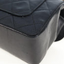 CHANEL Matelasse Chain Shoulder Bag Satin Black Gold CC Auth BA15768SAM-18