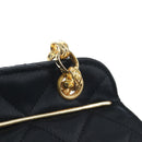 CHANEL Matelasse Chain Shoulder Bag Satin Black Gold CC Auth BA15768SAM-19