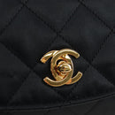 CHANEL Matelasse Chain Shoulder Bag Satin Black Gold CC Auth BA15768SAM-20