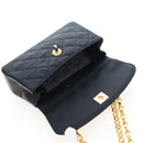CHANEL Matelasse Chain Shoulder Bag Satin Black Gold CC Auth BA15768SAM-21