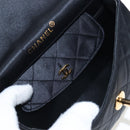 CHANEL Matelasse Chain Shoulder Bag Satin Black Gold CC Auth BA15768SAM-27