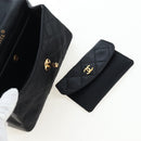 CHANEL Matelasse Chain Shoulder Bag Satin Black Gold CC Auth BA15768SAM-28