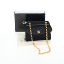 CHANEL Matelasse Chain Shoulder Bag Satin Black Gold CC Auth BA15768SAM-12
