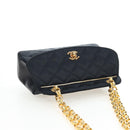 CHANEL Matelasse Chain Shoulder Bag Satin Black Gold CC Auth BA15768SAM-6
