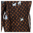 LOUIS VUITTON Catgram Straight Pants Silk 38 Brown LV Auth BA15774SAM-14