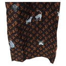LOUIS VUITTON Catgram Straight Pants Silk 38 Brown LV Auth BA15774SAM-18