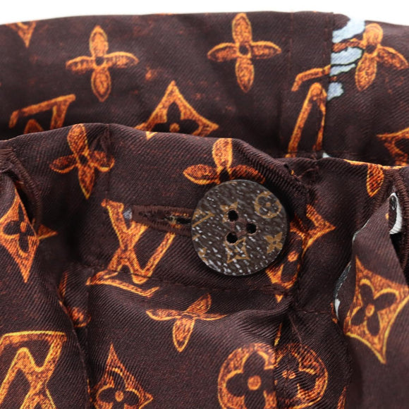 LOUIS VUITTON Catgram Straight Pants Silk 38 Brown LV Auth BA15774SAM