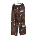LOUIS VUITTON Catgram Straight Pants Silk 38 Brown LV Auth BA15774SAM-1