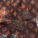 LOUIS VUITTON Catgram Straight Pants Silk 38 Brown LV Auth BA15774SAM-20