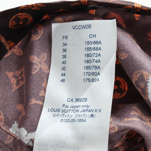 LOUIS VUITTON Catgram Straight Pants Silk 38 Brown LV Auth BA15774SAM