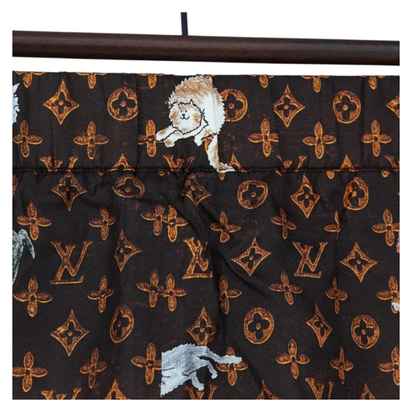 LOUIS VUITTON Catgram Shorts Pants Silk 40 Brown LV Auth BA15775SAM