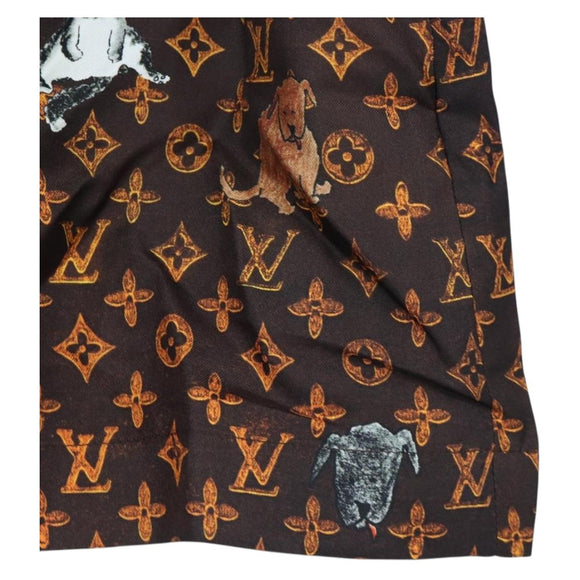 LOUIS VUITTON Catgram Shorts Pants Silk 40 Brown LV Auth BA15775SAM
