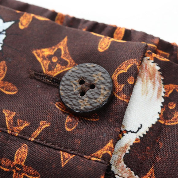 LOUIS VUITTON Catgram Shorts Pants Silk 40 Brown LV Auth BA15775SAM