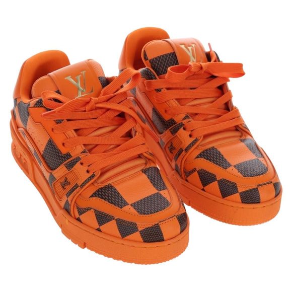 LOUIS VUITTON Damier Pop LV Trainer Shoes 24 Orange 1ACN5S LV Auth BA15776M